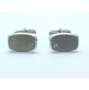 Zilver manchetknoop stomphoek met zirkonia 12x20 mm - 3222215