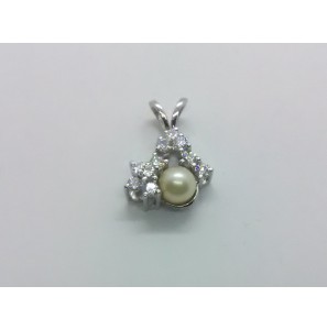 Zilver hanger met zirkonia en parel - 3222226