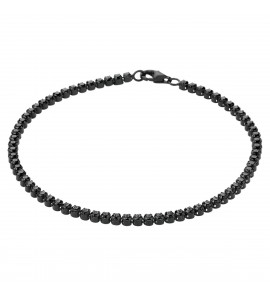 Zilver ruthenium tennis armband zwarte zirkonia's 2.5 mm 18 cm - 3223040
