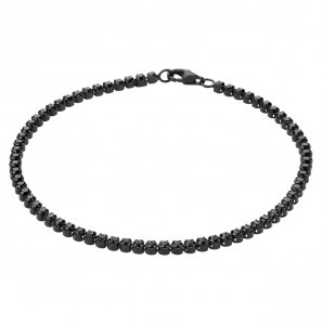 Zilver ruthenium tennis armband zwarte zirkonia's 2.5 mm 18 cm - 3223040