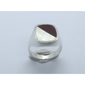 Zilver heren ring carneool half ovaal 15x13 mm mt. 19½ - 3222238