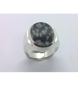 Zilver heren ring mos-agaat ovaal 18x14 mm mt. 20 - 3222239