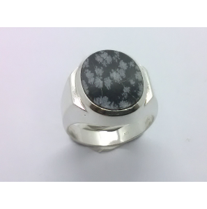 Zilver heren ring mos-agaat ovaal 18x14 mm mt. 20 - 3222239