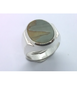 Zilver heren ring Agaat ovaal 18x14 mm mt. 20 - 3222241