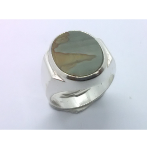 Zilver heren ring Agaat ovaal 18x14 mm mt. 20 - 3222241