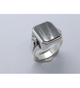 Zilver herenring met Kwarts achtkant 15x11 mm mt. 20 - 3222247