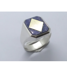 Zilver herenring met Lapis mt. 20 - 3222249
