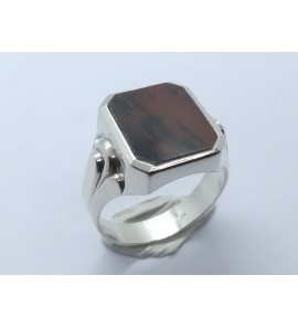 Zilver herenring met Agaat achtkant mt. 20 - 3222250