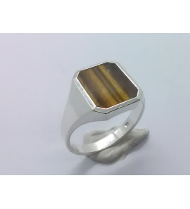 Zilver herenring met tijgeroog mt. 18 - 3222252