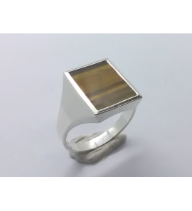 Zilver herenring met tijgeroog mt. 20 - 3222254