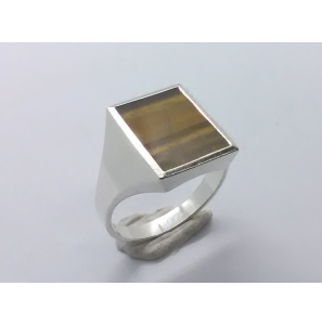 Zilver herenring met tijgeroog mt. 20 - 3222254