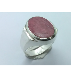 Zilver herenring met rholochsiet ovaal mt. 20¼ - 3222255