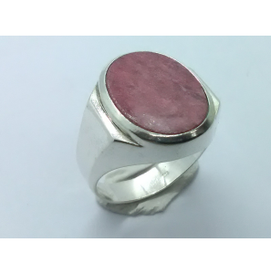 Zilver herenring met rholochsiet ovaal mt. 20¼ - 3222255