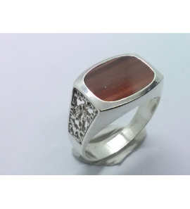Zilver herenring met tijgeroog ovaal mt. 21 - 3222256