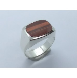 Zilver herenring met tijgeroog ovaal mt. 20 - 3222257