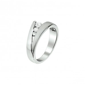 Zilver RH dames ring mat/glans en zirk. mt. 16½ - 3222283