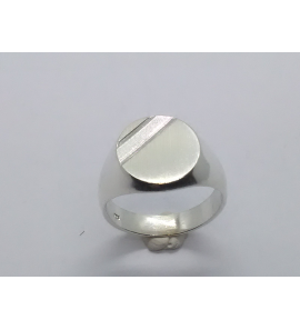 Zilver herenring ovaal met streepfacet 13x15 mm mt. 20¼ - 3222373