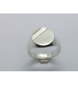 Zilver herenring ovaal met streepfacet 13x15 mm mt. 19¾ - 3222374
