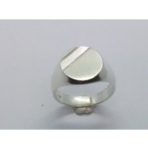 Zilver herenring ovaal met streepfacet 13x15 mm mt. 19¾ - 3222374