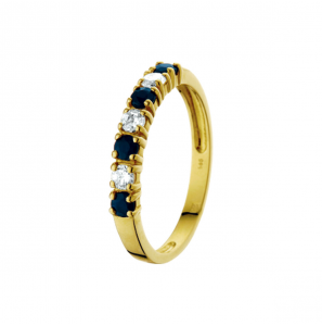 Goud dames ring met zirkonia en saffier mt. 18¢ - 3222396