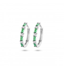 Zilver klap-creolen met zirkonia en groen 17x2 mm - 3222399