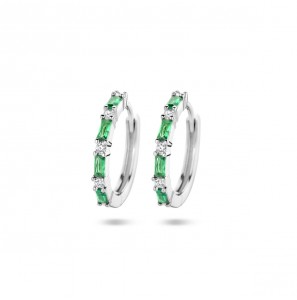 Zilver klap-creolen met zirkonia en groen 17x2 mm - 3222399