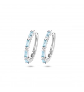 Zilver klap-creolen met zirkonia en aquamarijn 17x2 mm - 3222400