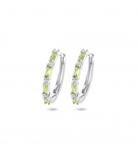 Zilver klap-creolen met zirkonia en licht groen17x2 mm - 3222401