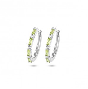 Zilver klap-creolen met zirkonia en licht groen17x2 mm - 3222401