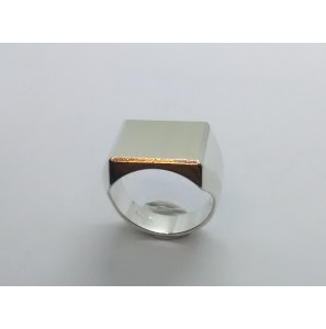Zilver herenring rechthoek 16x14 mm mt. 19¼ - 3222422