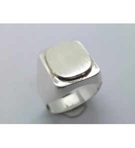 Zilver herenring stomp-rechthoek 15x12 mm mt. 20¼ - 3222423