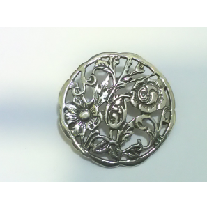 Zilver oudhollandse broche rond bloemen30 mm - 3222697