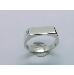 Zilver herenring rechthoek diamante 14x5 mm mt. 18½ - 3222489