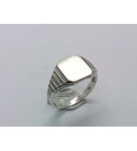 Zilver Graveerring achtkant 8x10 mm mt. 17 - 3222508
