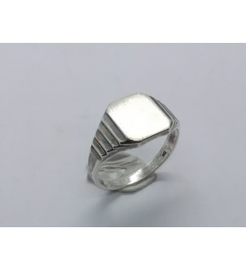 Zilver Graveerring achtkant 8x10 mm mt. 17½ - 3222510