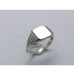 Zilver Graveerring achtkant 8x10 mm mt. 17½ - 3222510