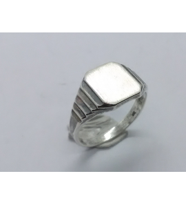 Zilver Graveerring achtkant 8x10 mm mt. 19½ - 3222512