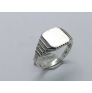 Zilver Graveerring achtkant 8x10 mm mt. 19½ - 3222512