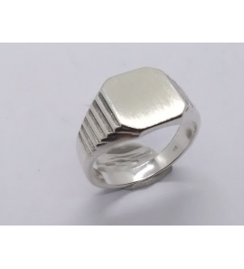 Zilver Graveerring achtkant 9x11 mm mt. 18½ - 3222513