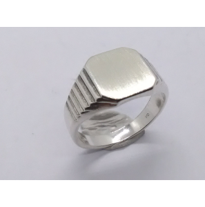 Zilver Graveerring achtkant 9x11 mm mt. 18½ - 3222513