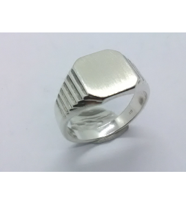 Zilver Graveerring achtkant 9x11 mm mt. 19¼ - 3222514