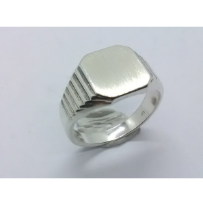 Zilver Graveerring achtkant 9x11 mm mt. 19¼ - 3222514
