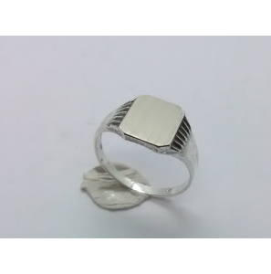 Zilver Graveerring achtkant 9x11 mm mt. 16½ - 3222526