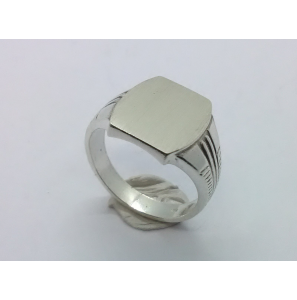 Zilver Graveerring ton-rechthoek 12x14 mm mt. 18½ - 3222529