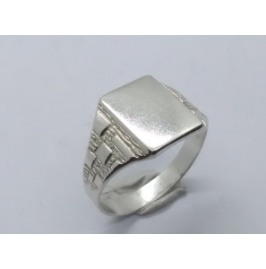 Zilver Graveerring rechthoek 12x8 mm mt. 19¾ - 3222542