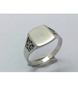 Zilver Graveerring rechthoek 10x12 mm mt. 17¼ - 3222547