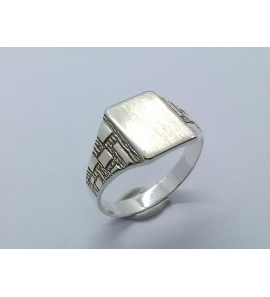 Zilver heren ring rechthoek mt. 19¾ - 3222921