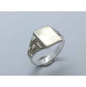 Zilver heren ring rechthoek mt. 19¾ - 3222921