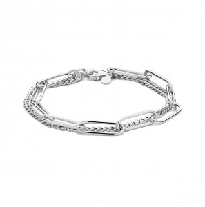 Zilver RH armband dubbel gourmet en paperclip 5.8 mm 18 cm - 3223685