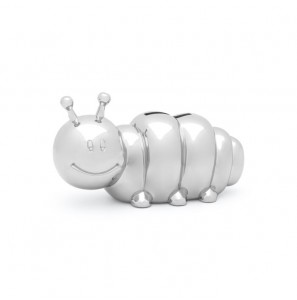 Spaarpot rups zilverkleur 13.6x6.5x7.7 cm - 3223654